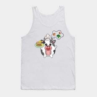 Cute cow chef and Yummy Veggies burger Tank Top